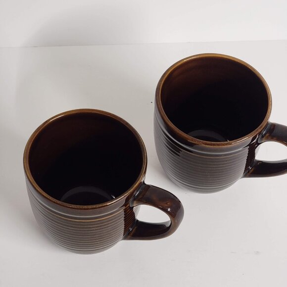 Oneida Infinity Chocolate Coffee Mug Tea Mug Set 2 Brown Glazed Beehive Pattern - Picture 5 of 8
